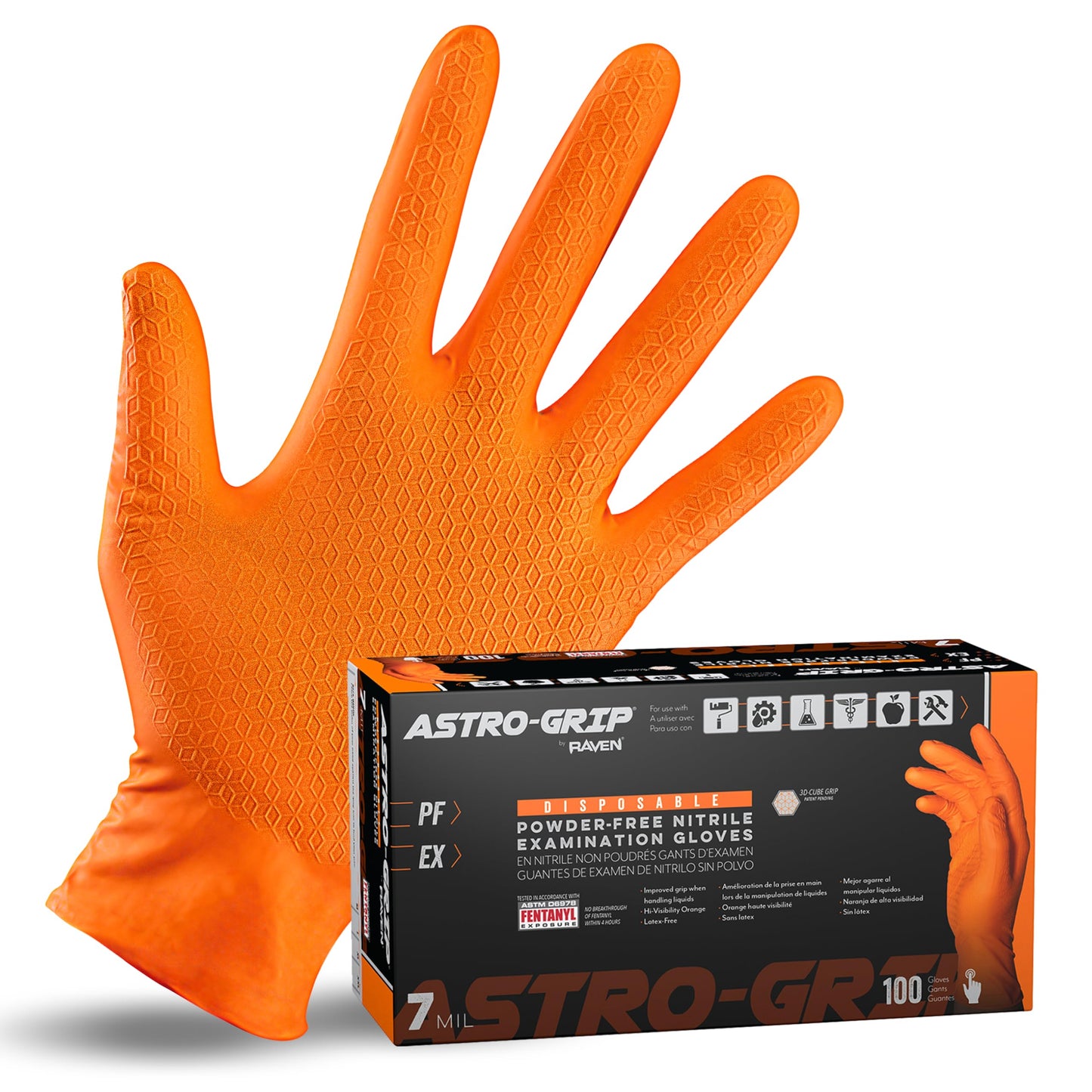 Astro Grip Powder-Free Nitrile Disposable Glove, Medium Size, Full Case (10 Boxes of 100)