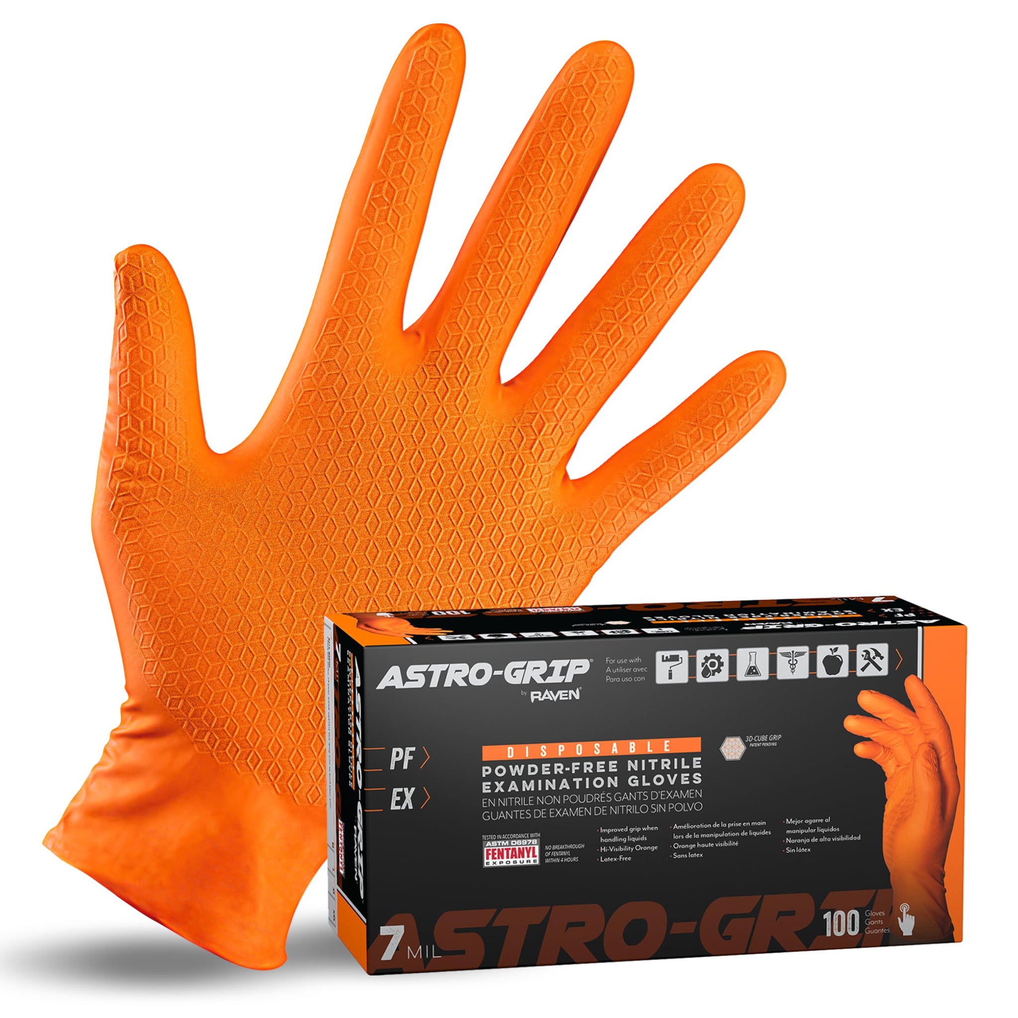 Astro Grip Powder-Free Nitrile Disposable Glove, Medium Size, Full Case (10 Boxes of 100)