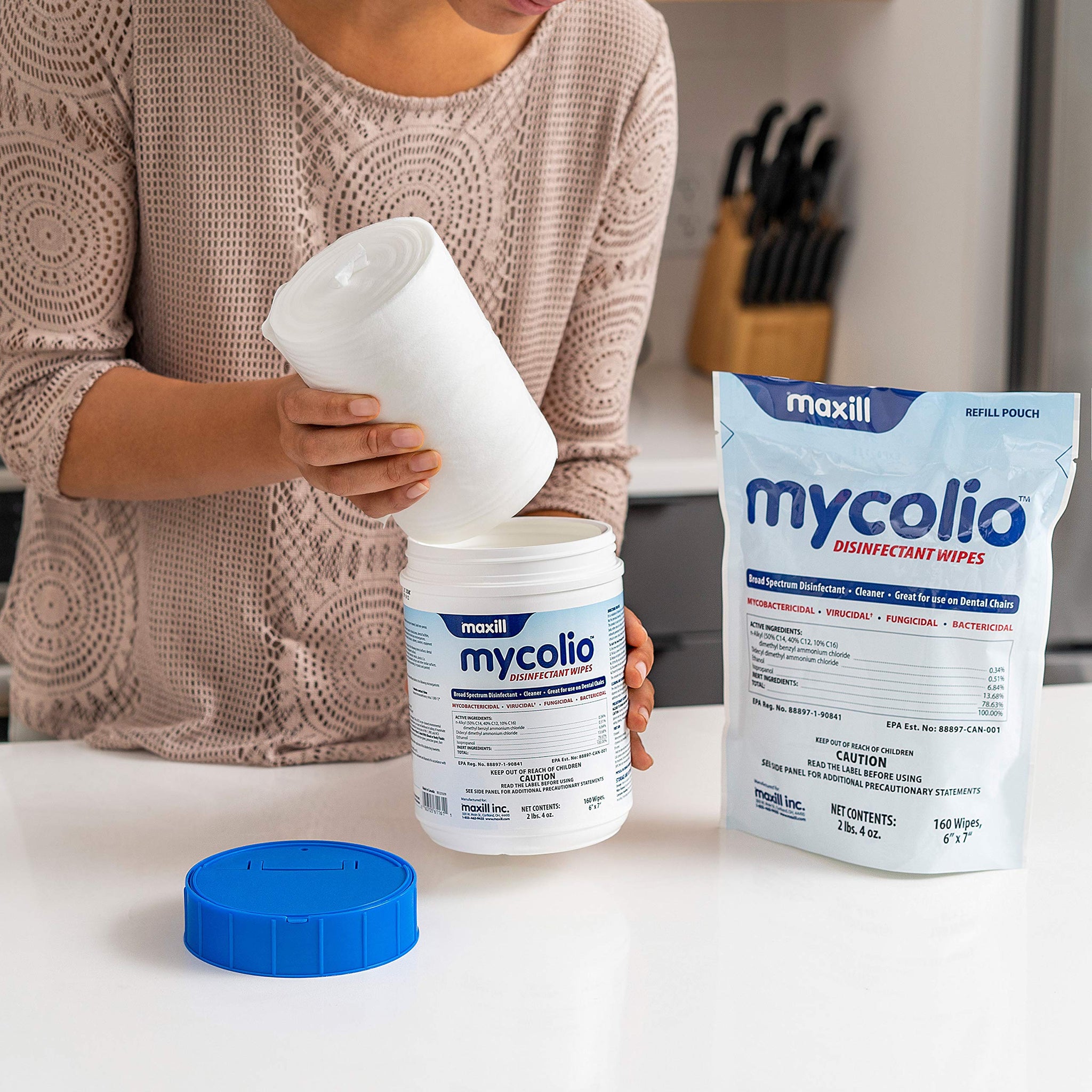 Mycolio Hospital Grade Disinfectant Wipes - 160 Wipes - 6" x 7"