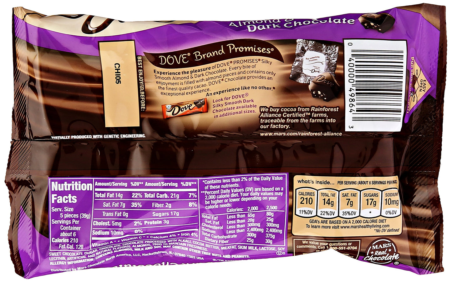 Dove Silky Smooth Promises Almond and Dark Chocolate, 7.94 oz