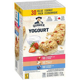 Quaker Yogurt Granola Bars, Strawberry, Vanilla, & Blueberry Variety Pack, 30-count, 1.05kg/2.3 lbs. Box (Imported from Canada)