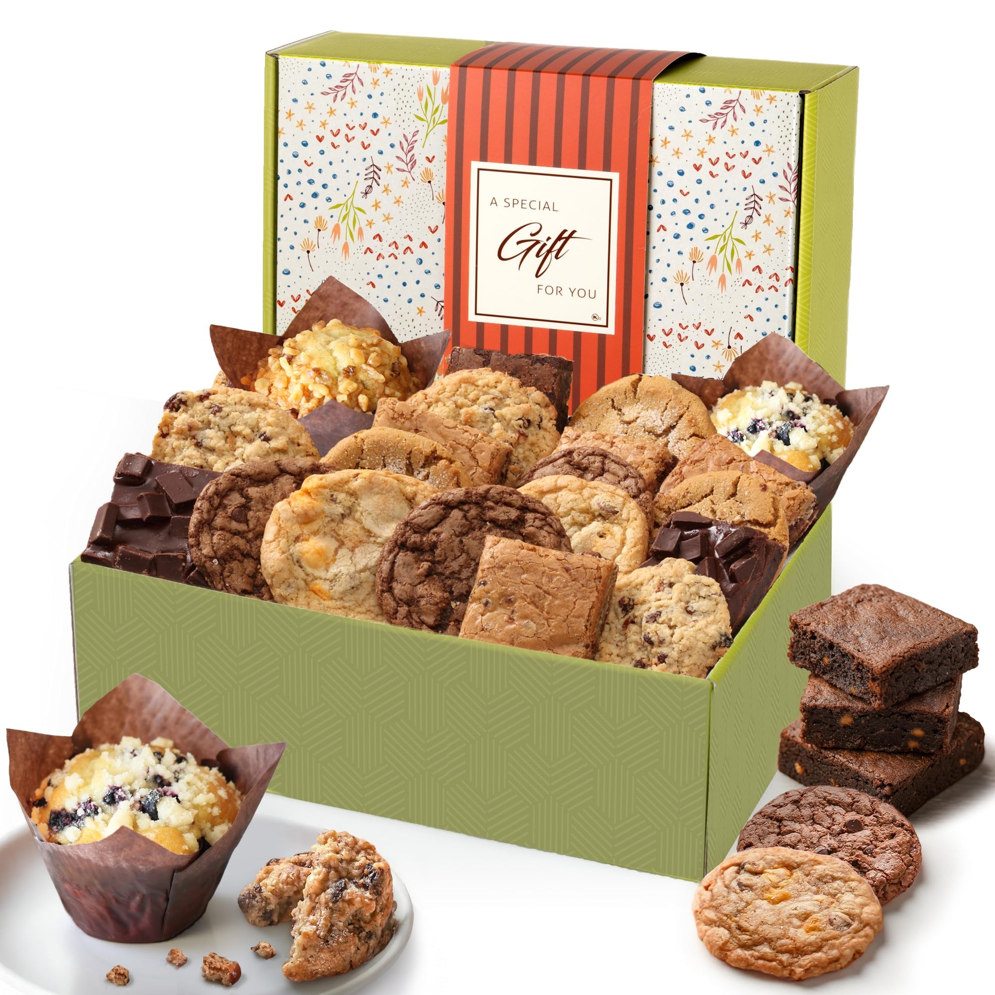 Broadway Basketeers Cookies Gift Baskets for Delivery Fresh Baked Gourmet Cookies and Brownies, Individually Wrapped Edible Care Package for Mom