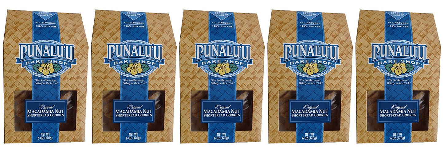 5 Box Count of Fresh Baked Punalu'u Bake Shop Shortbread Cookies (All Original)
