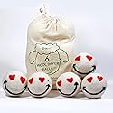 booni - Handmade Natural Wool Dryer Ball - 6 pack XL - (Lavender oil- optional) Reusable Wrinkle free (Heart emoji no oil)