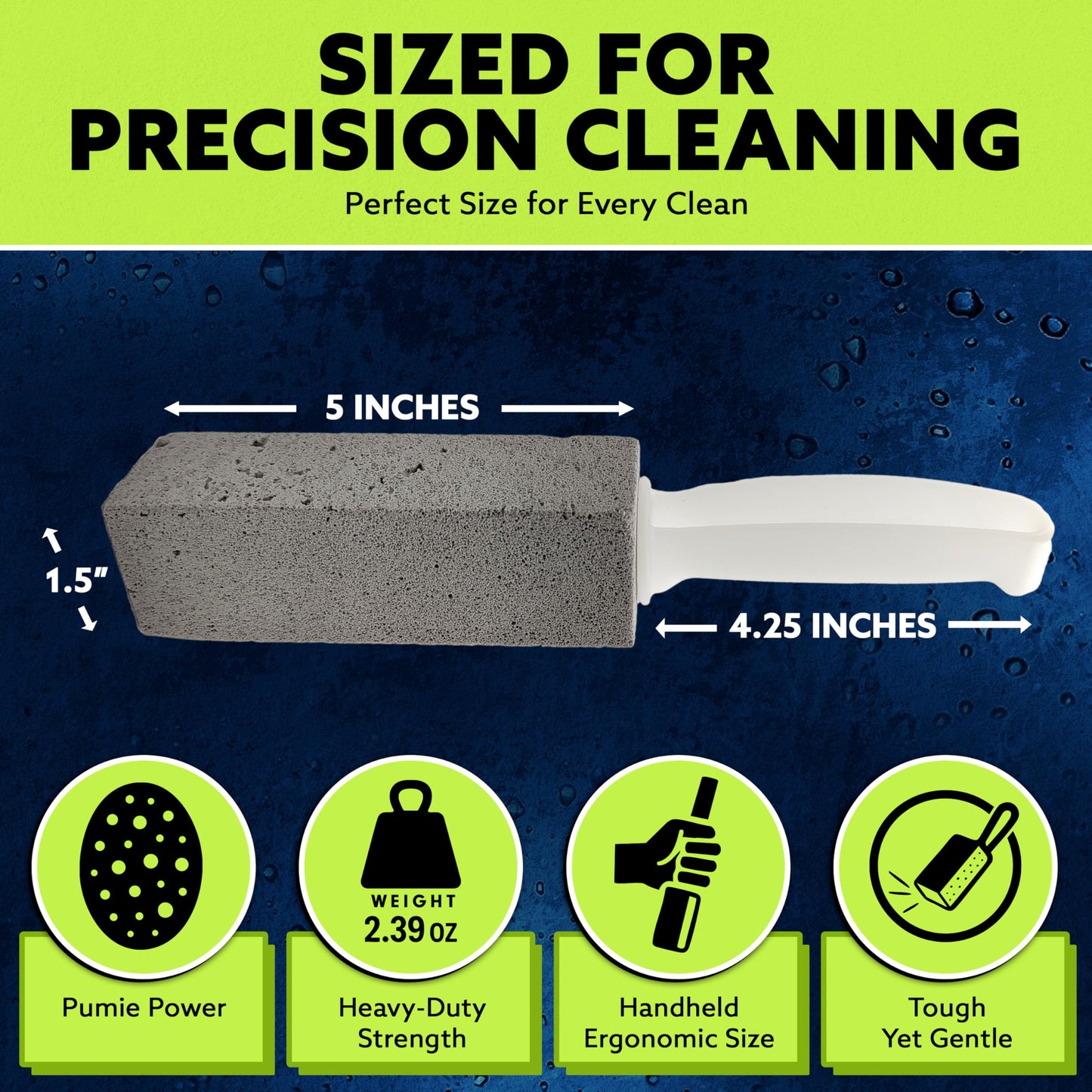 PUMIE Pumice Stone Toilet Bowl Cleaner (1-Pack) - Heavy Duty Scouring Stick for Toilet - Pumice Stone for Cleaning Rings, Bowls, Hard Water Stains