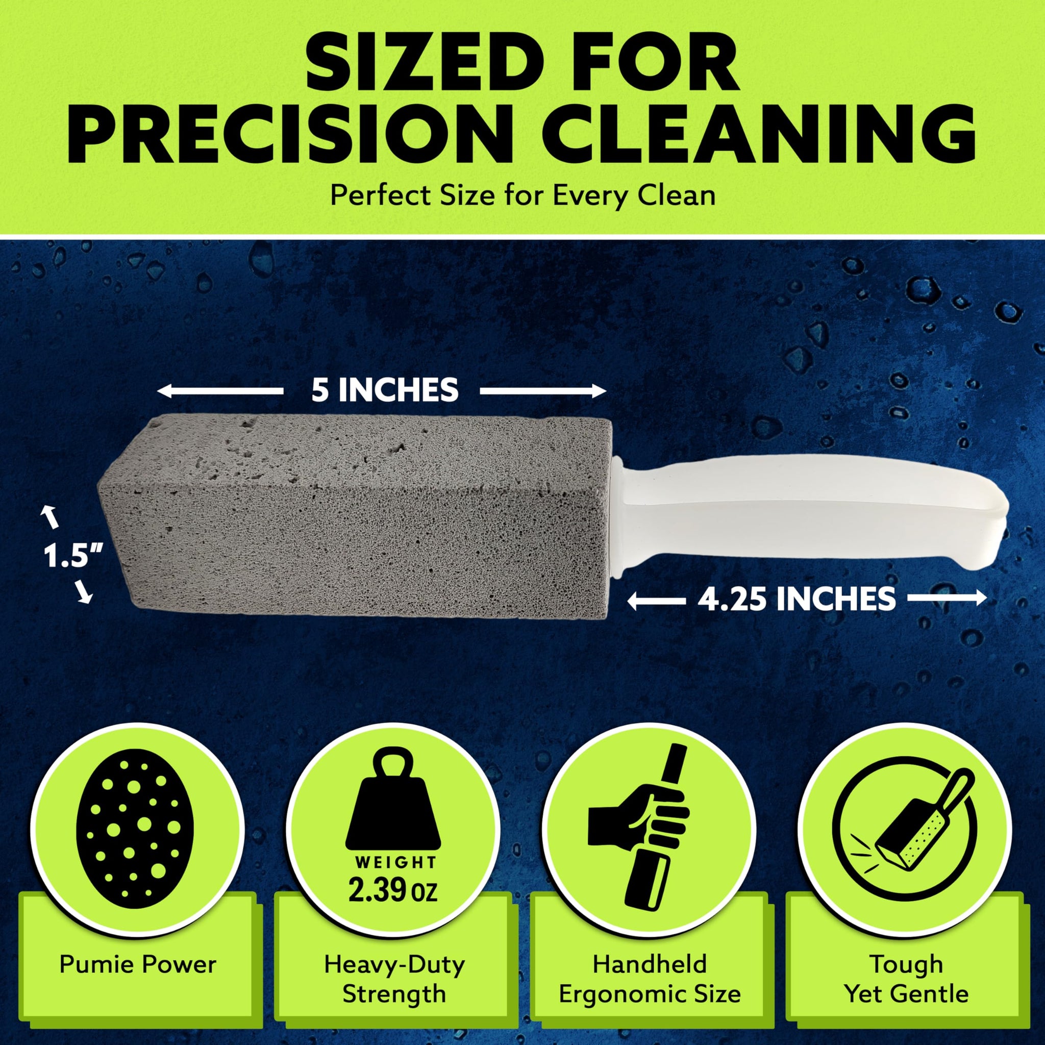 PUMIE Pumice Stone Toilet Bowl Cleaner (1-Pack) - Heavy Duty Scouring Stick for Toilet - Pumice Stone for Cleaning Rings, Bowls, Hard Water Stains
