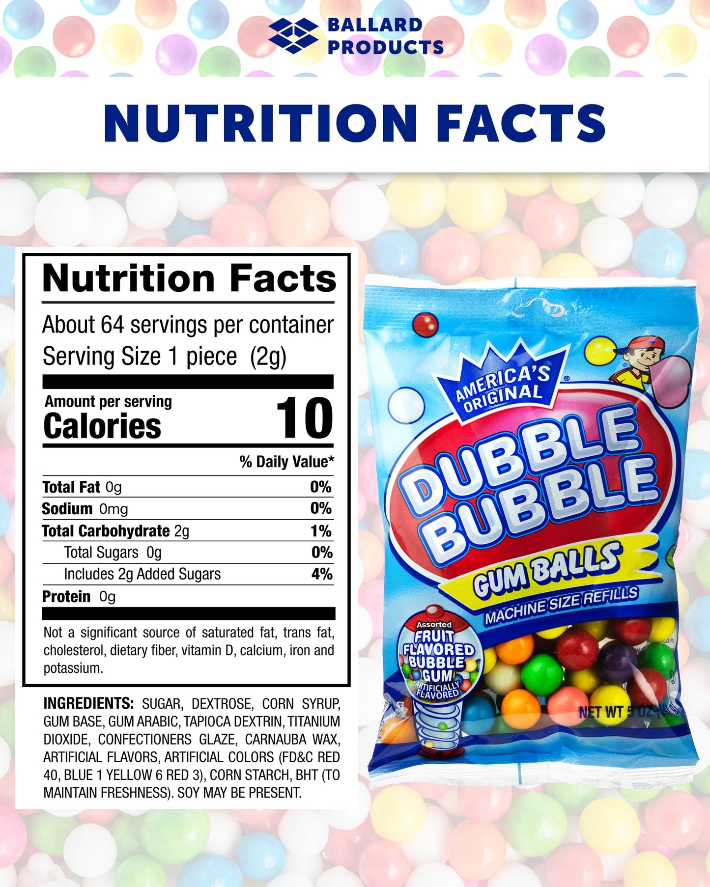 Dubble Bubble Bubble Gum Refill Pack - 3 Bags of Dubble Bubble Gumballs - 5oz Each - Dubble Bubble Gumball Machine Refill - Bundle With Ballard