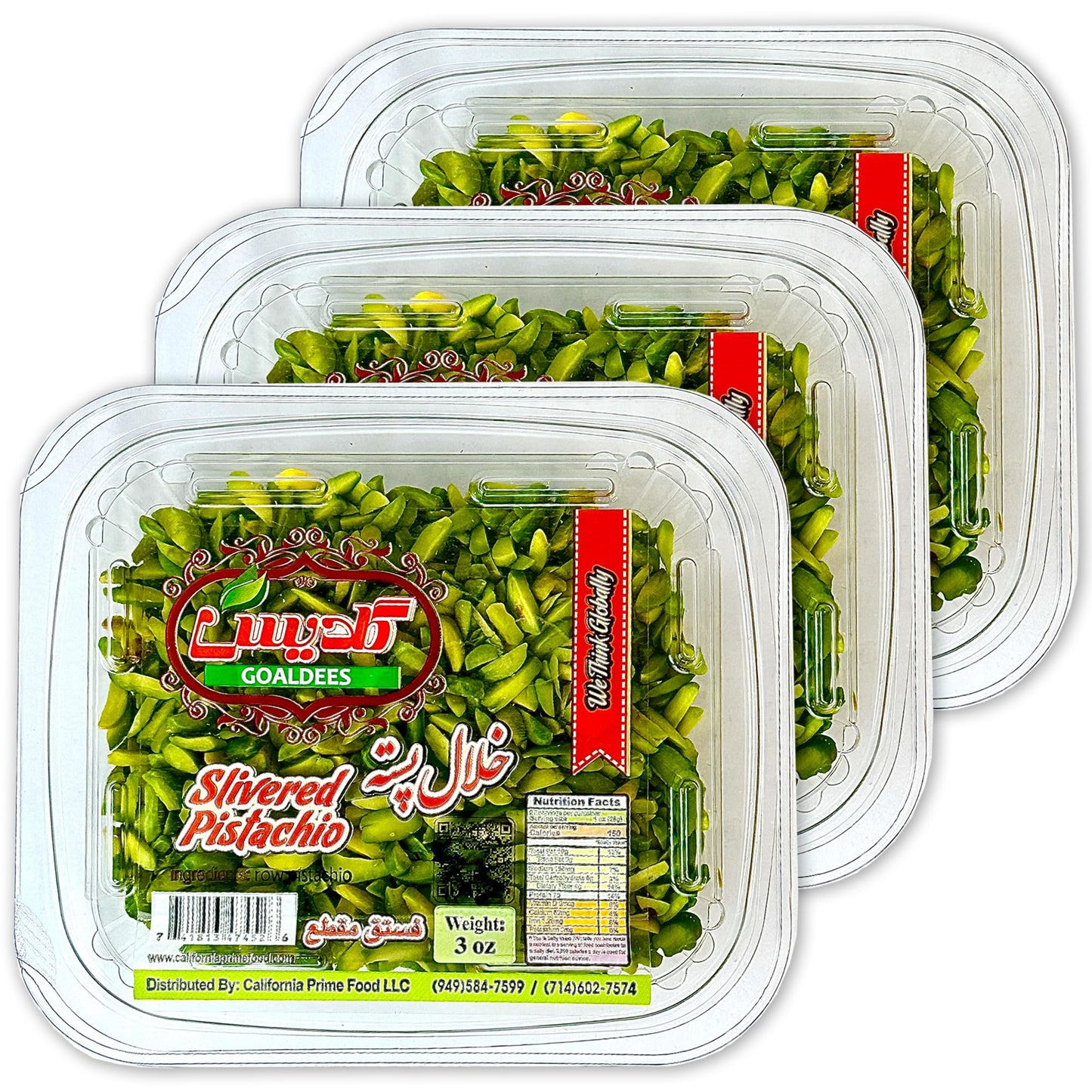 GOALDEES Slivered Pistachios, 3 oz Each, Pack of 3 - Raw, Unsalted, Shelled Pistachio Slivers Gourmet Sliced Pistachios for Cooking and Toppings