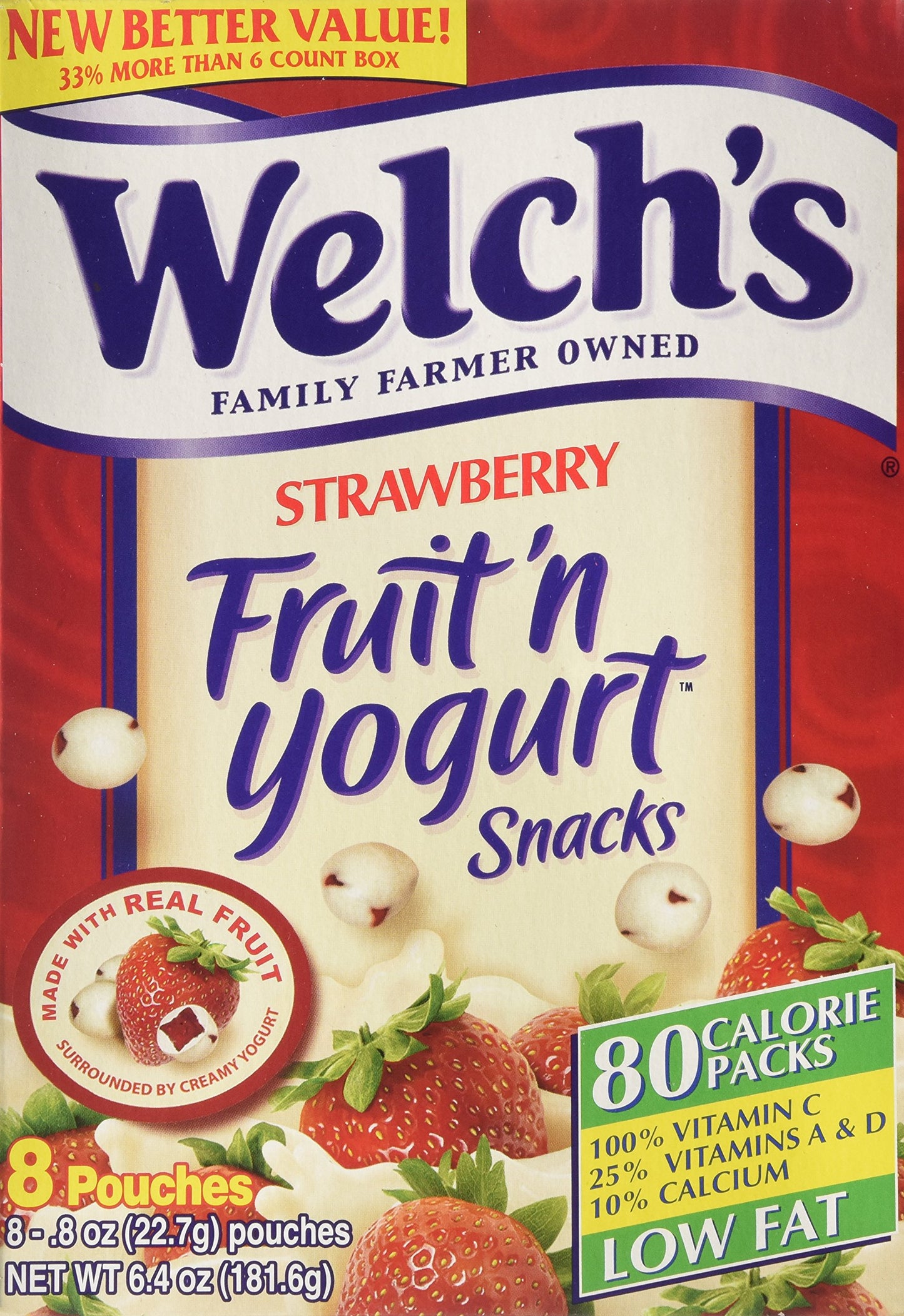 Welch's Strawberry Fruit'n Yogurt Snacks 8 Pouches