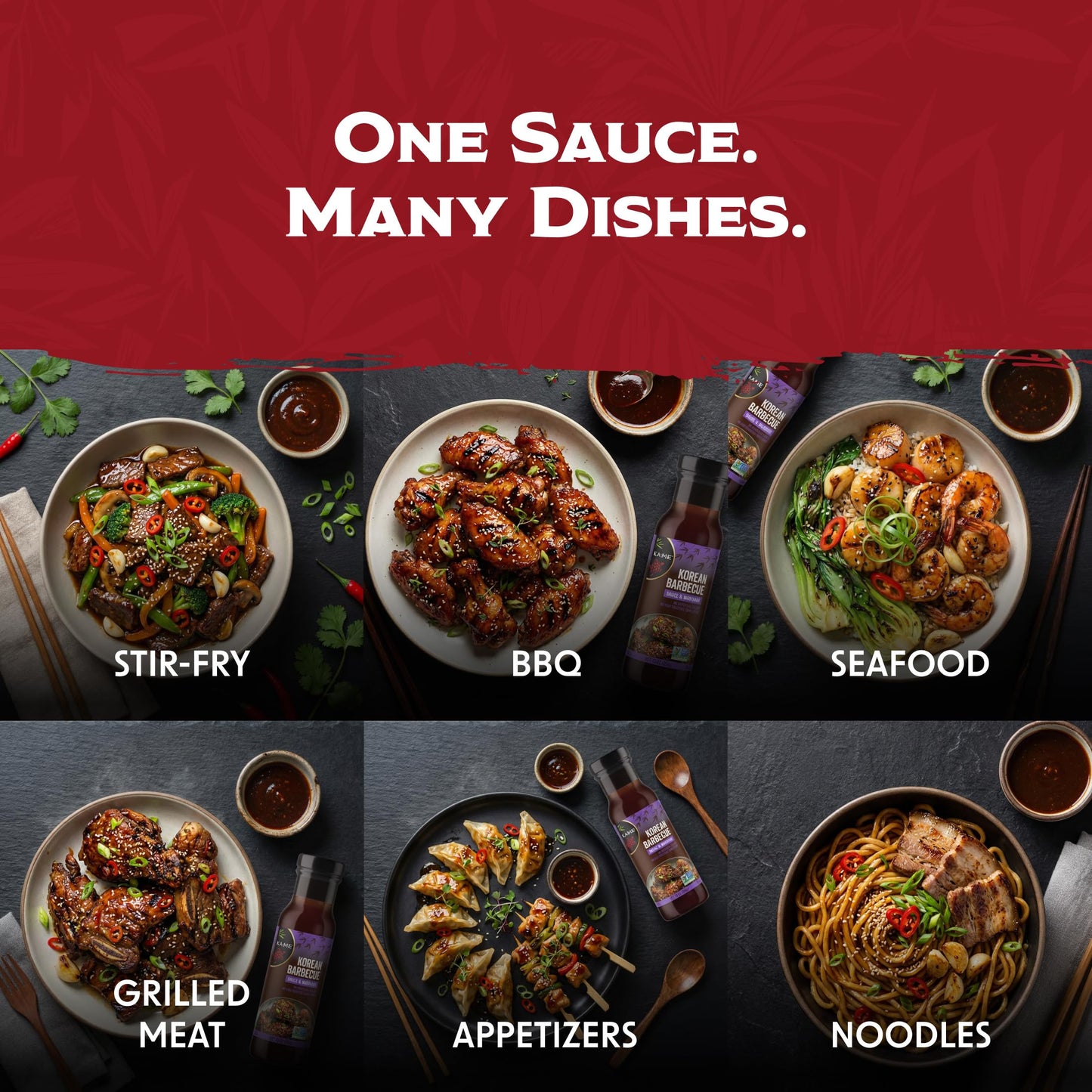 KA-ME Korean Barbecue Sauce - Sweet & Savory Korean BBQ Marinade - Asian Grilling & Cooking Sauce - Asian Pantry Staple - Non-GMO & Kosher - 10 Oz - 2