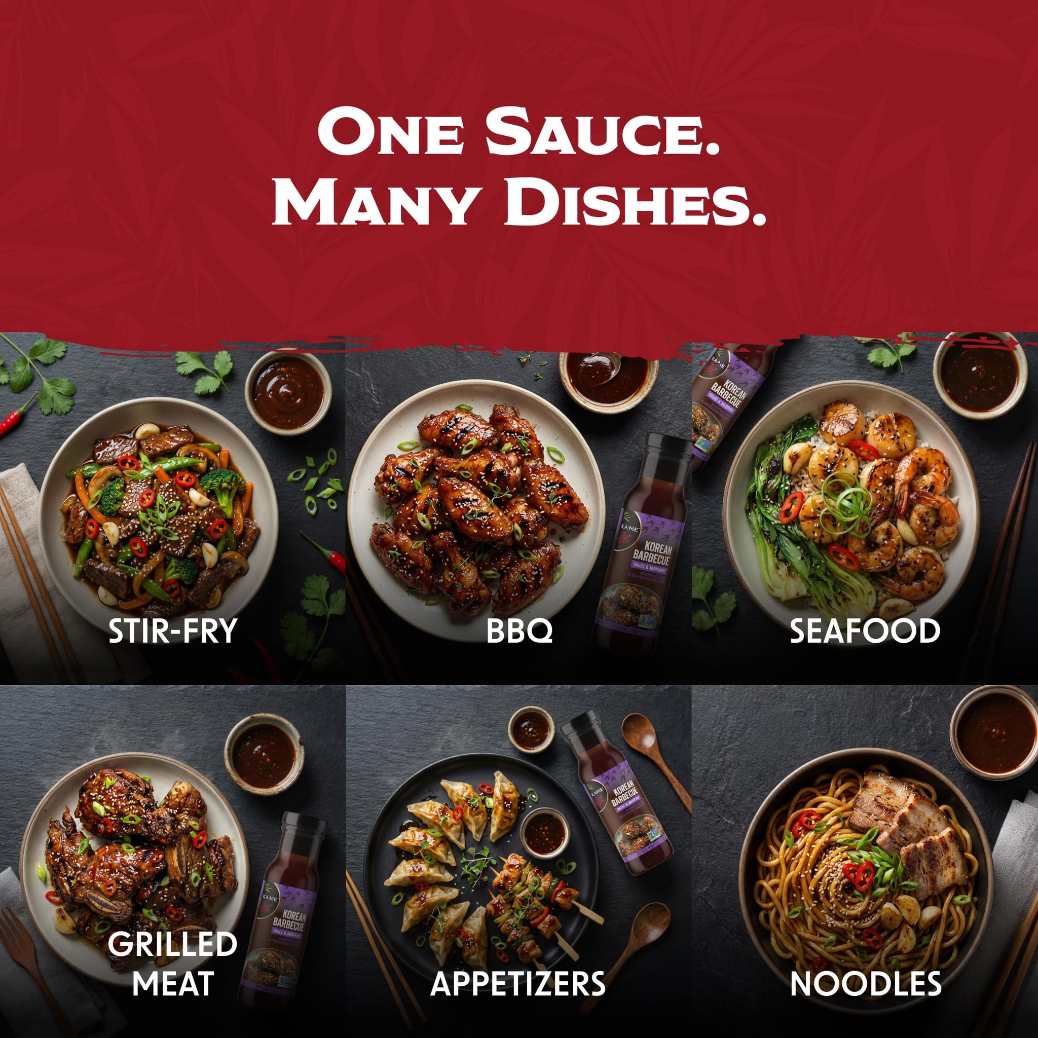 KA-ME Korean Barbecue Sauce - Sweet & Savory Korean BBQ Marinade - Asian Grilling & Cooking Sauce - Asian Pantry Staple - Non-GMO & Kosher - 10 Oz - 2
