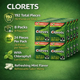 Clorets Chewing Gum Bulk - 8 Pack, 24 Pieces Each, Fresh Mint Gum With Chlorophyll, Extra Gum Pack for Long-Lasting Freshness, Ideal for Chewing Gum