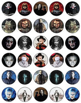 30 x Edible Cupcake Toppers Themed of Scary Horror Films Collection of Edible Cake Decorations | Uncut Edible on Wafer Sheet