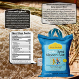 Asian Kitchen Crystal Sona Masoori Aged Rice 10-Pound Bag, 10lbs (4.54kg) Short Grain Rice ~ All Natural | Gluten Friendly | Vegan | Indian Origin |