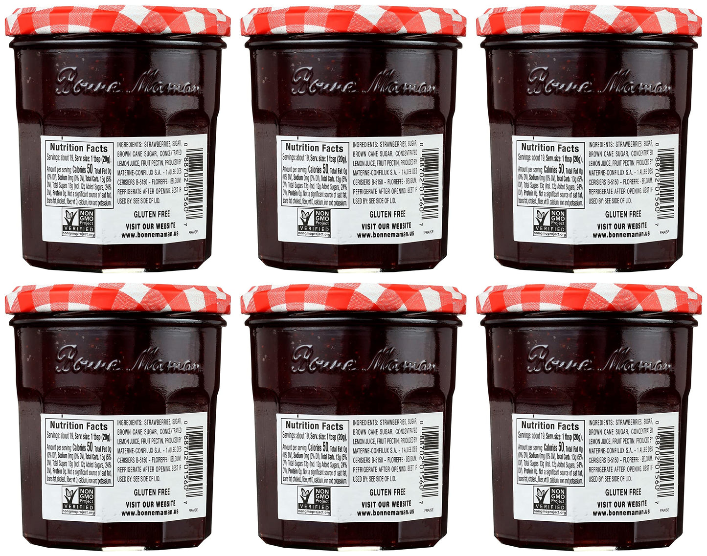 Bonne Maman Strawberry Preserves, 13 oz Glass Jars (Pack of 6) - Non-GMO, Made with Simple Ingredients