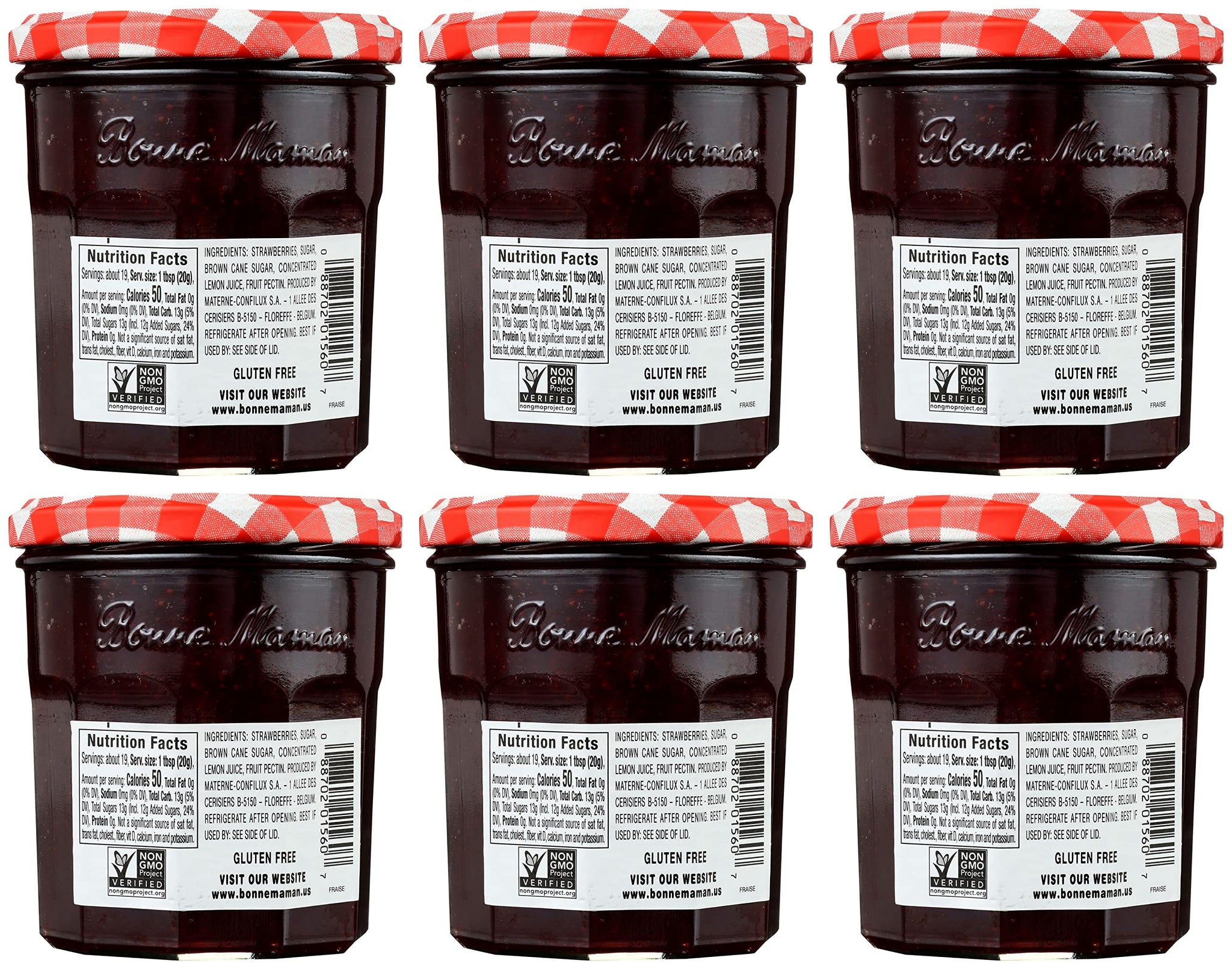 Bonne Maman Strawberry Preserves, 13 oz Glass Jars (Pack of 6) - Non-GMO, Made with Simple Ingredients