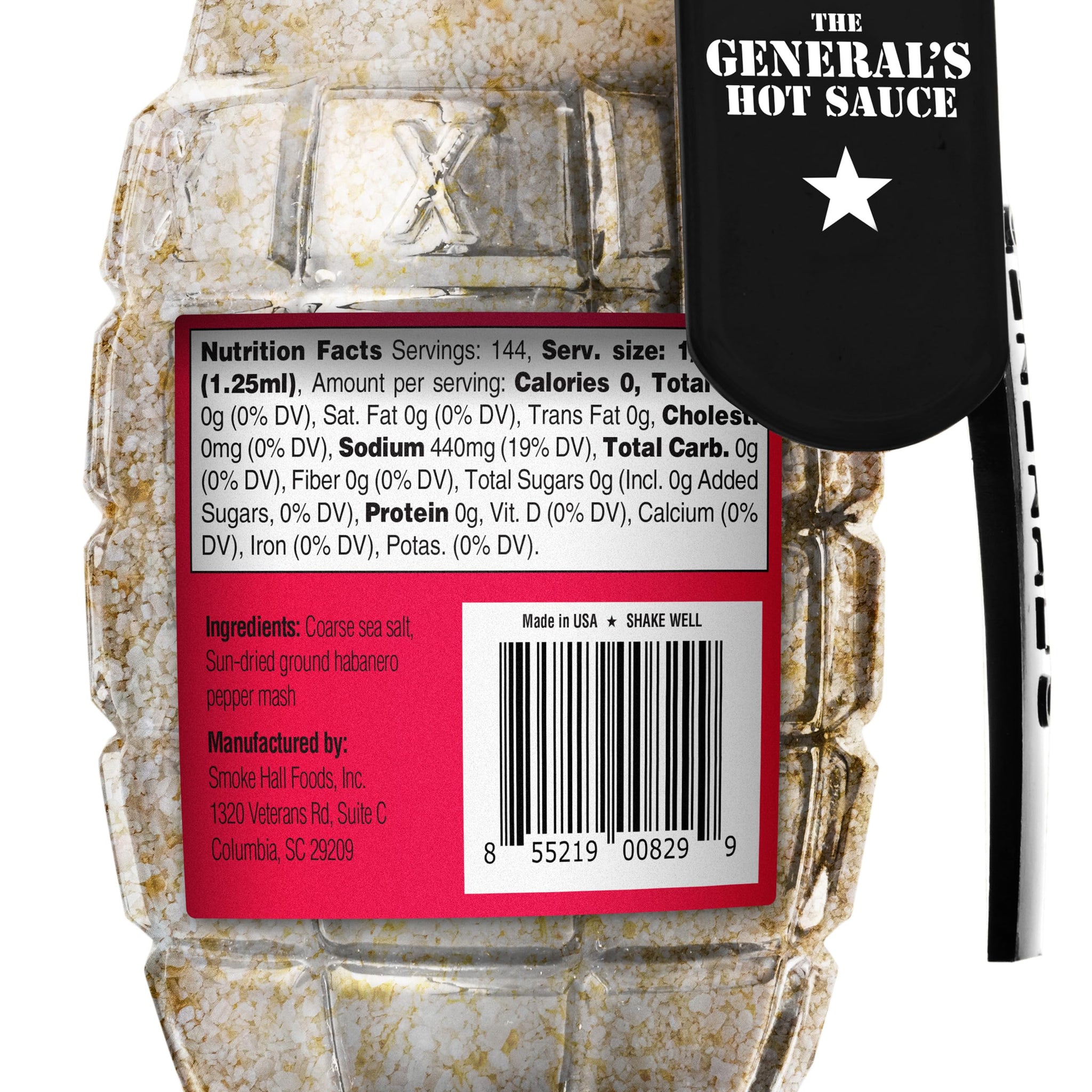 The General’s Hot Sauce, A Salt Weapon, 6 oz, Spicy Habanero Pepper Gourmet Sea Salt Seasoning, 2/5 Heat Rating, All-Natural, Great Gift & Grill