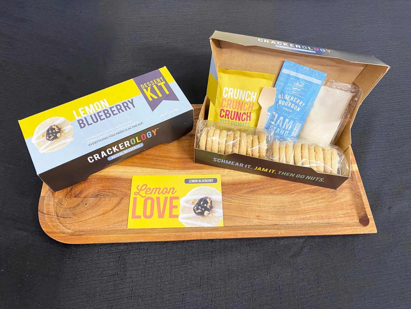 Crackerology Lemon Blueberry Gourmet Artisan Snack Kits, 20 Count Cookies Plus Toppings, Easy & Simple Ready-to-Eat, Appetizer For Charcuterie Boards