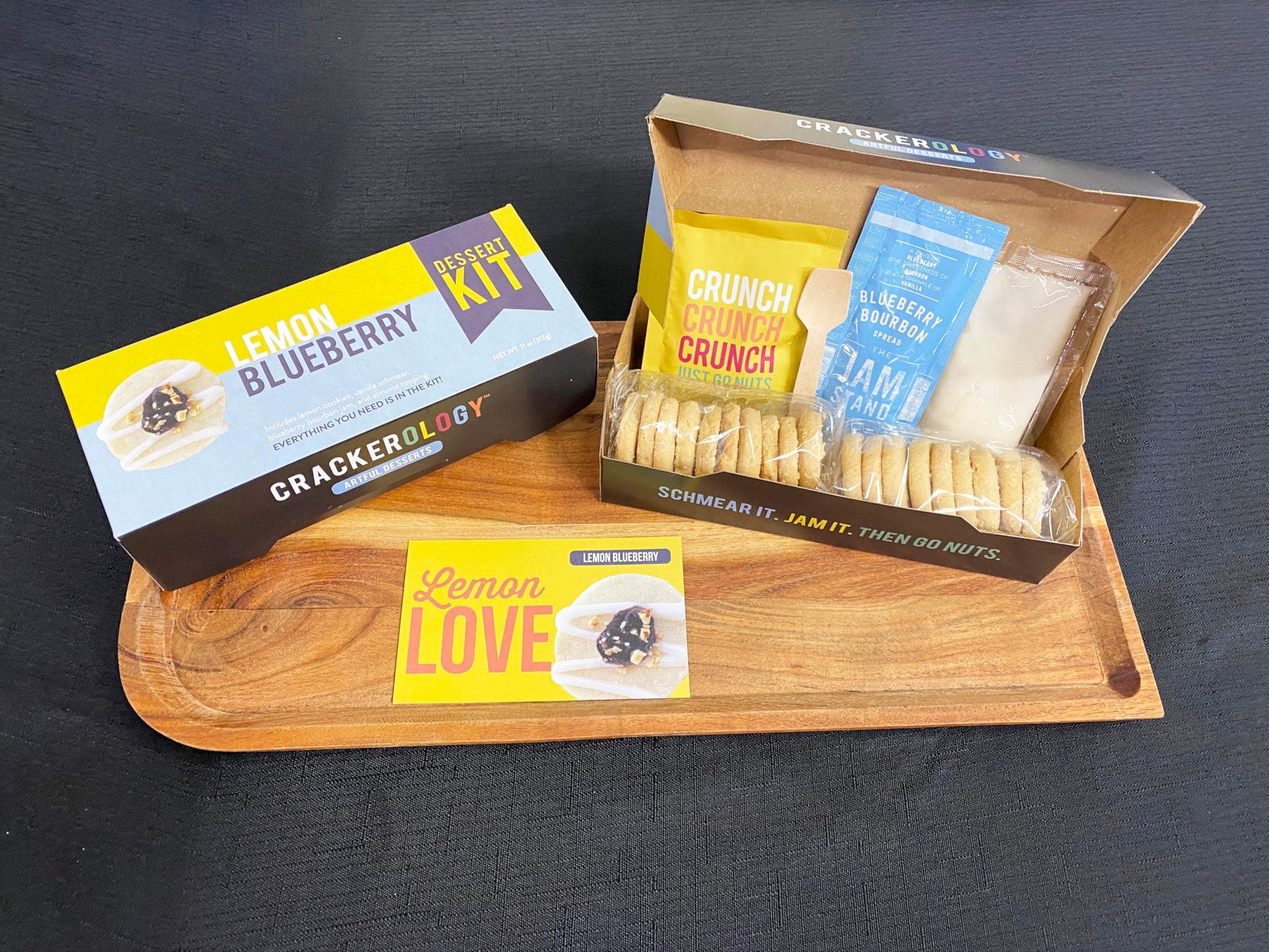 Crackerology Lemon Blueberry Gourmet Artisan Snack Kits, 20 Count Cookies Plus Toppings, Easy & Simple Ready-to-Eat, Appetizer For Charcuterie Boards