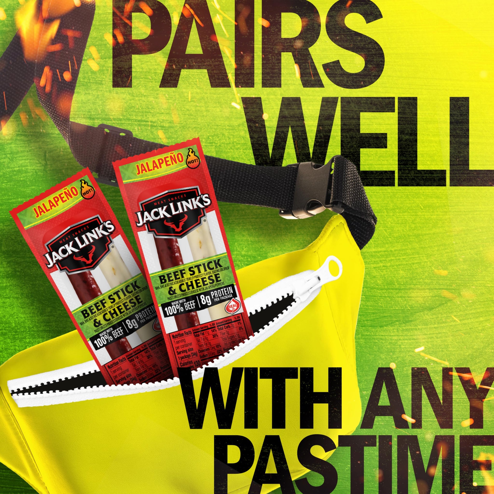 Jack Link's Jalapeno Beef Jerky Sticks and Cheese Sticks Combo - (16 Pack) 1.2 oz Snack Packs - Ready to Eat Protein Snacks - 8g Protein per Serving