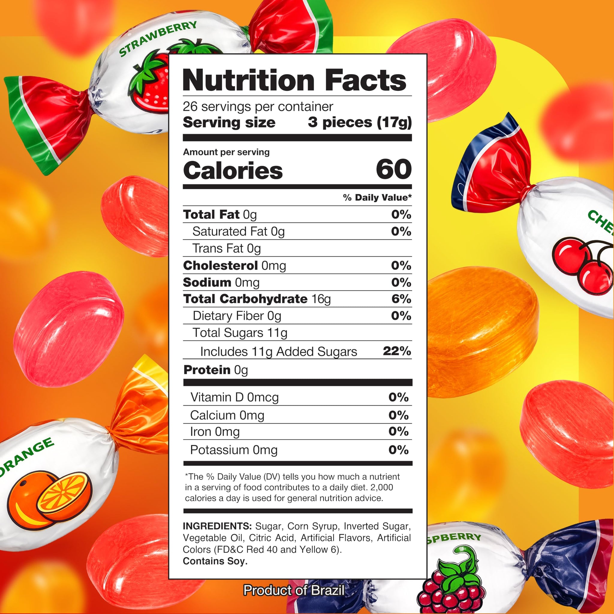 Assorted Fruit Hard Candy - 1 Pound Pack - Hard Candies Individually Wrapped - Old Fashioned Candy for Office Bowls - Strawberry, Cherry, Raspberry