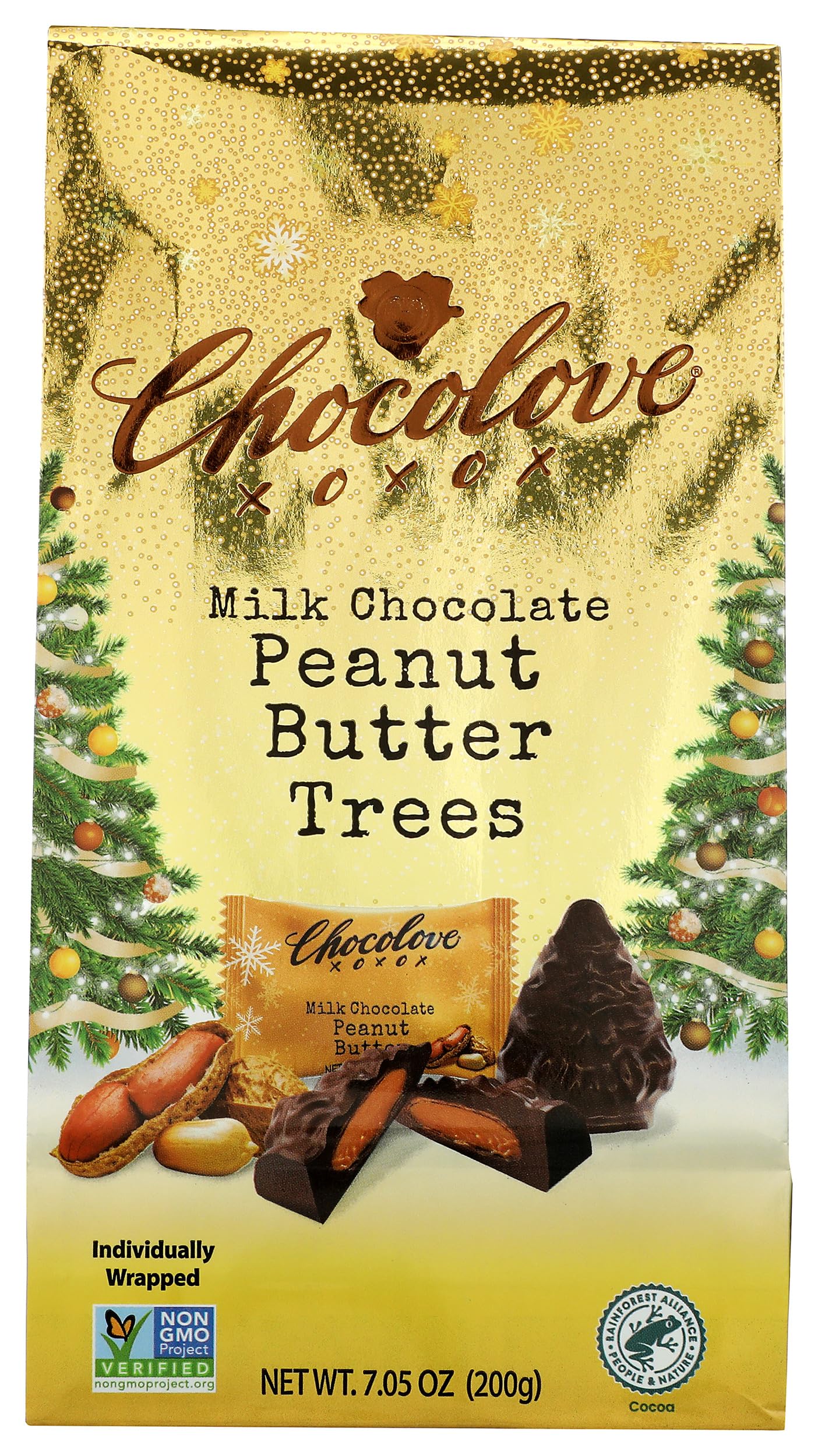 Chocolove Milk Chocolate Peanut Butter Tree Shaped Bites, 7.05 OZ