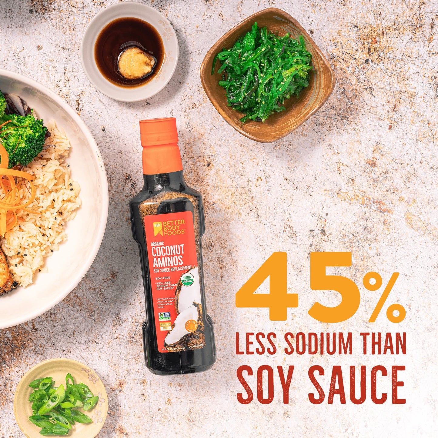 BetterBody Foods Organic Coconut Aminos, Soy Sauce Alternative, Gluten Free, Soy Free, Non-GMO, 16.9 Ounces
