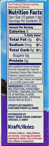 Crystal Light On-The-Go Drink Mix Packets with Caffeine, Zero Sugar Powdered Water Enhancer, Natural Flavor Low Calorie Beverage Mix, Energy Drink Mix