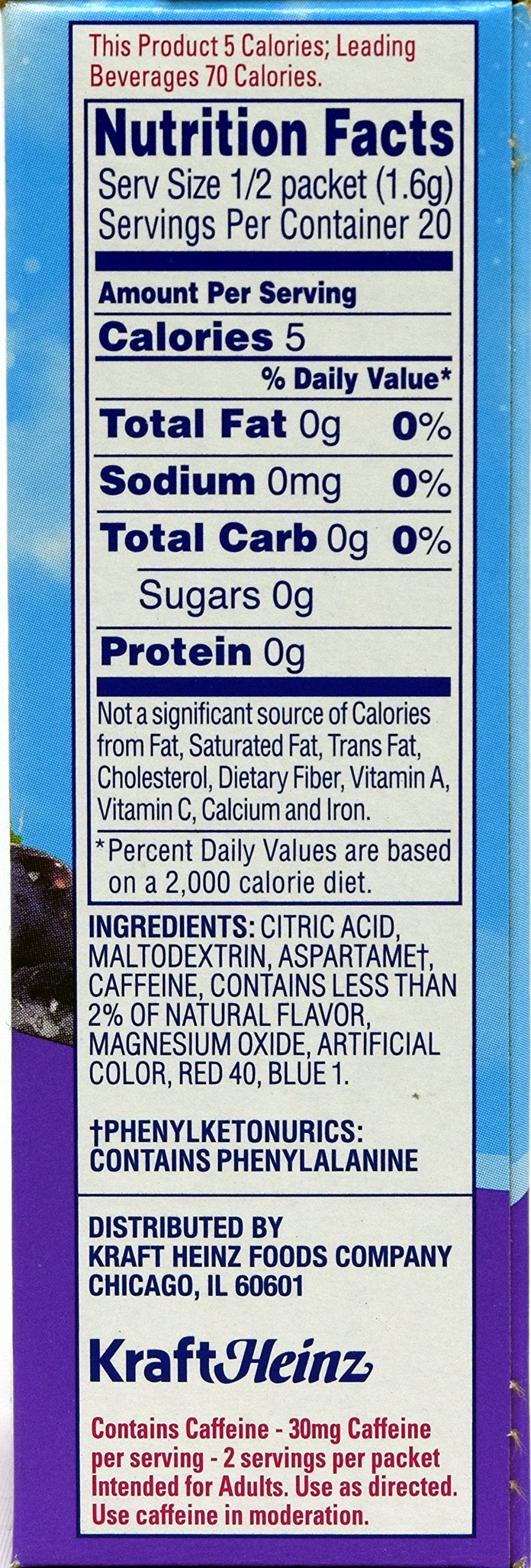 Crystal Light On-The-Go Drink Mix Packets with Caffeine, Zero Sugar Powdered Water Enhancer, Natural Flavor Low Calorie Beverage Mix, Energy Drink Mix