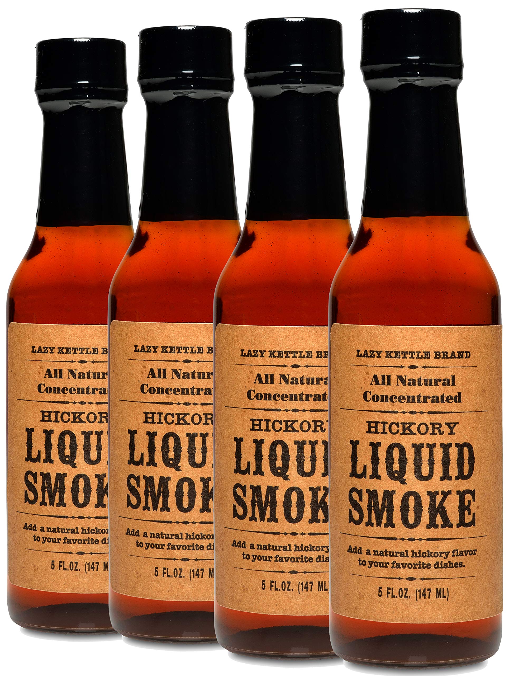 Lazy Kettle Brand All Natural Liquid Smoke | Perfect for Flavoring Meat | Hickory | Used to Flavor Beef Jerky, Steak, Fish, Cheese, Sauces and More |