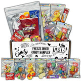 Fun Flavors Box Freeze Dried Candy 7 Bag Sampler Variety Pack, Unique Candy Gift Box- Crunchy and Airy or Chewy and Sticky- Taste the Transformation