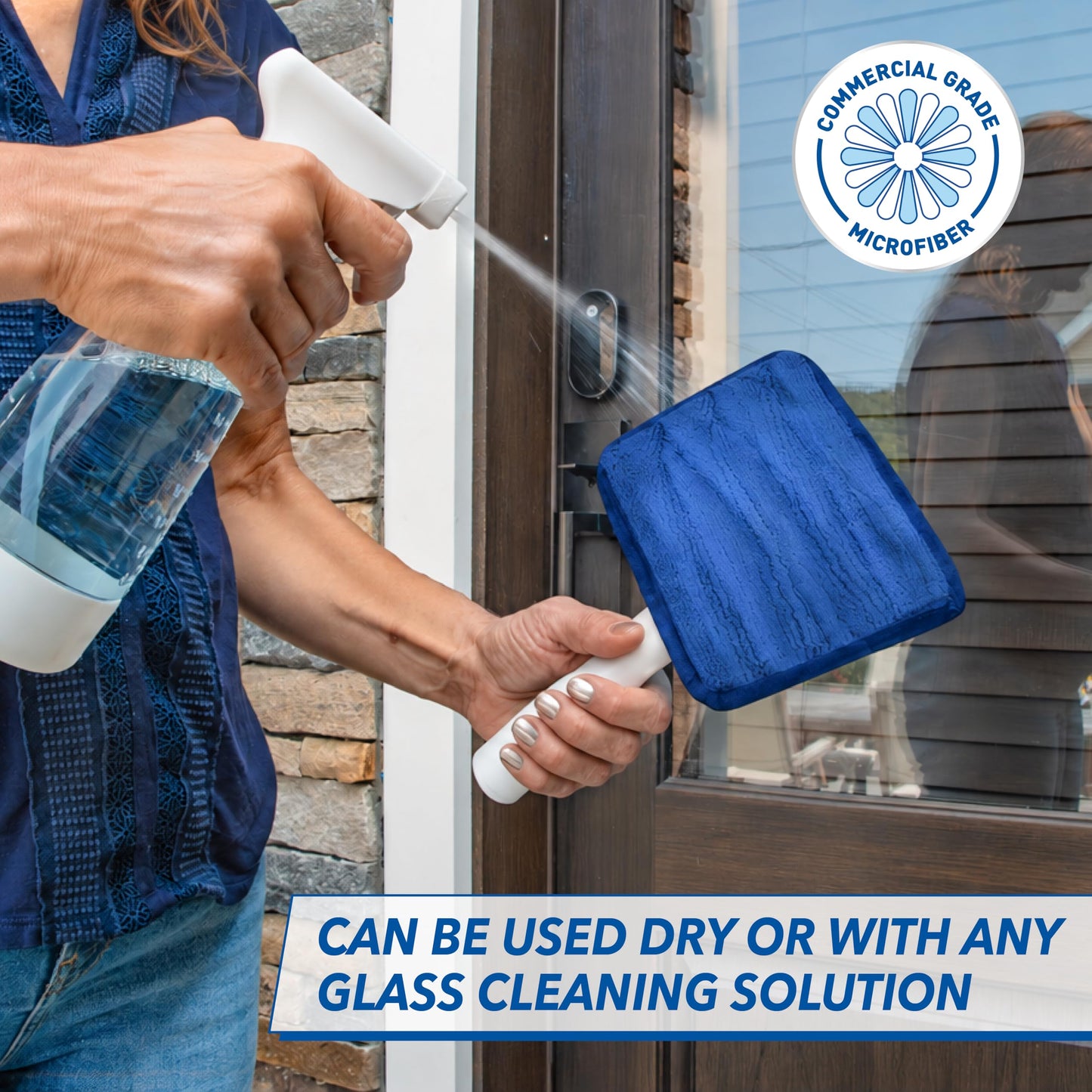 Unger Speed Clean with 4ft Pole and Extra Reusable Pads, Indoor Window Cleaner, Household Cleaning Supplies, Works with Glass and Natural Cleaners