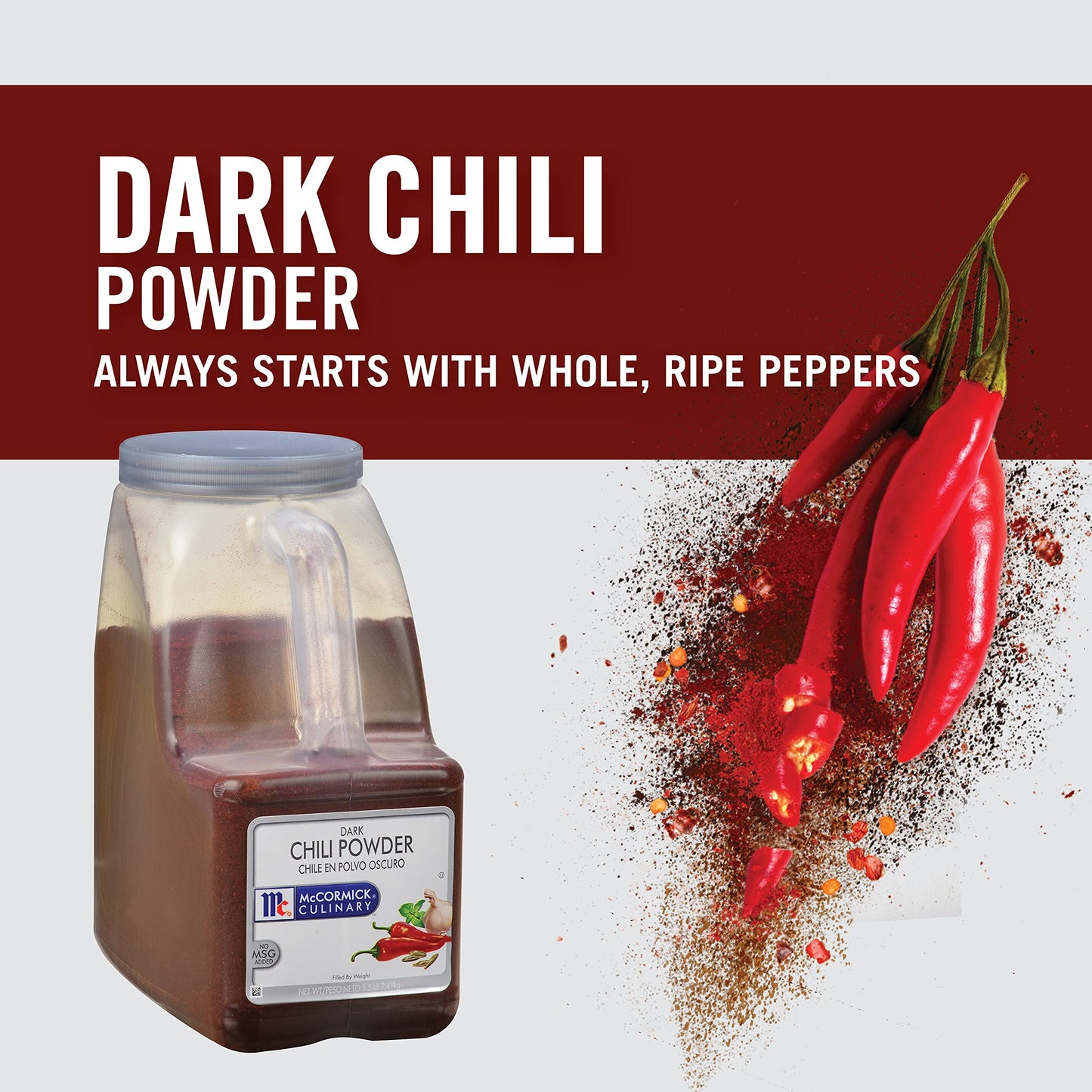McCormick Culinary Dark Chili Powder, 5.5 lb - One 5.5 Pound Container of Bulk Dark Chili Powder Seasoning for a Sweet, Earthy Flavor, Best on Nachos