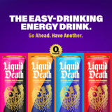 Liquid Death Sparkling Energy - Murder Mystery (Cherry, Cream, Spice), Zero Sugar Energy Drink, Unextreme Caffeine 100mg, Essential Vitamins, 12 Fl Oz