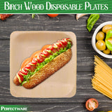 Perfectware Earth Friendly All Natural Premium Quality 100% Compostable & Biodegradable 5 Inch Birch Wood Disposable Plates. Great for Parties