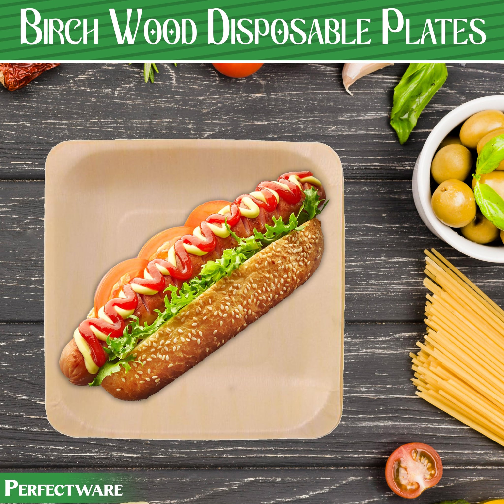Perfectware Earth Friendly All Natural Premium Quality 100% Compostable & Biodegradable 5 Inch Birch Wood Disposable Plates. Great for Parties