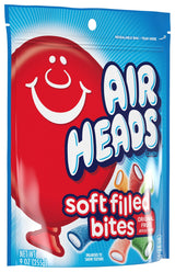 Airheads Candy, Soft Filled Bites, Assorted Fruit Flavors, Stand Up Bag, Party, Pantry, 9oz Bag, Box of 12 Bags