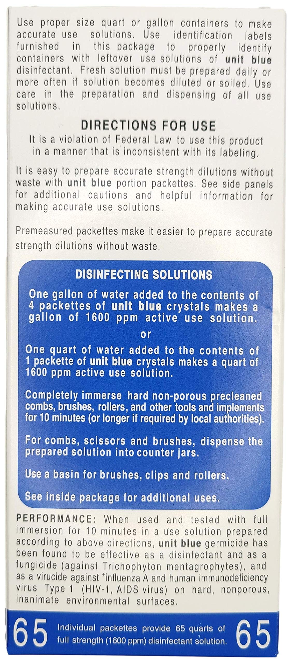 Timsen Unit Blue Germicidal Disinfectant (Box of 65)