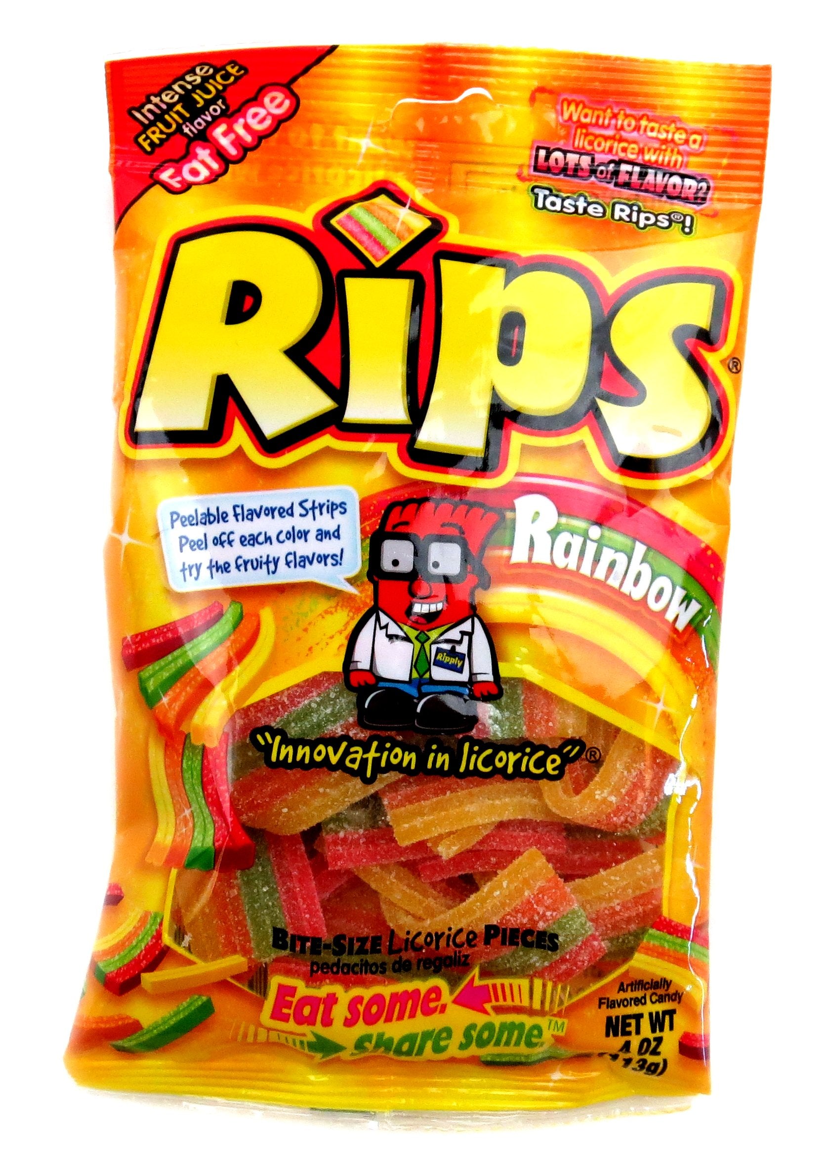 RIPS Rainbow Licorice, 4 oz Bags in a BlackTie Box (Pack of 6)