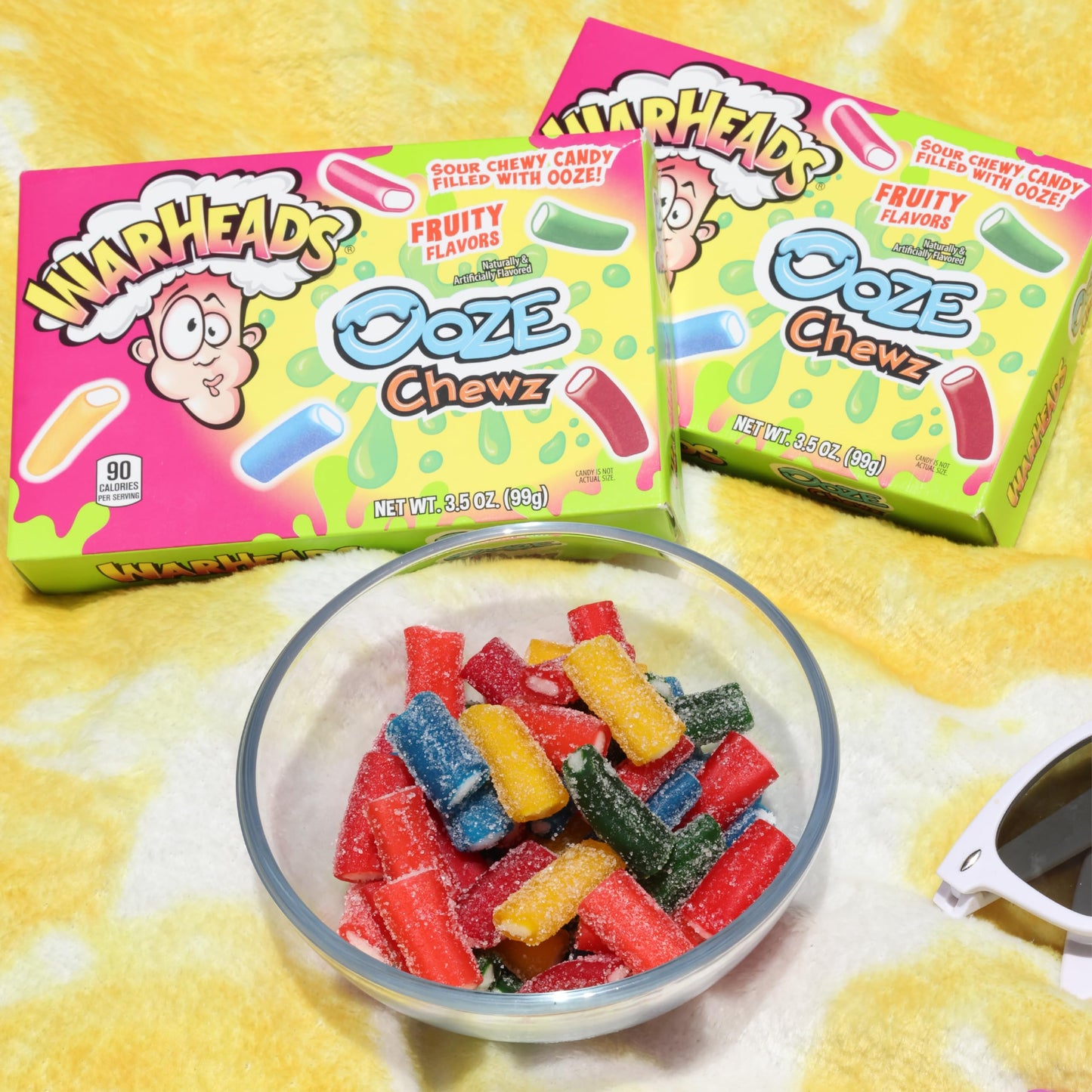 WARHEADS Ooze Chewz - Chewy Bite-Size Candy with Sour Filling - Mango, Strawberry, Green Apple, Black Cherry, Watermelon & Blue Raspberry Flavors