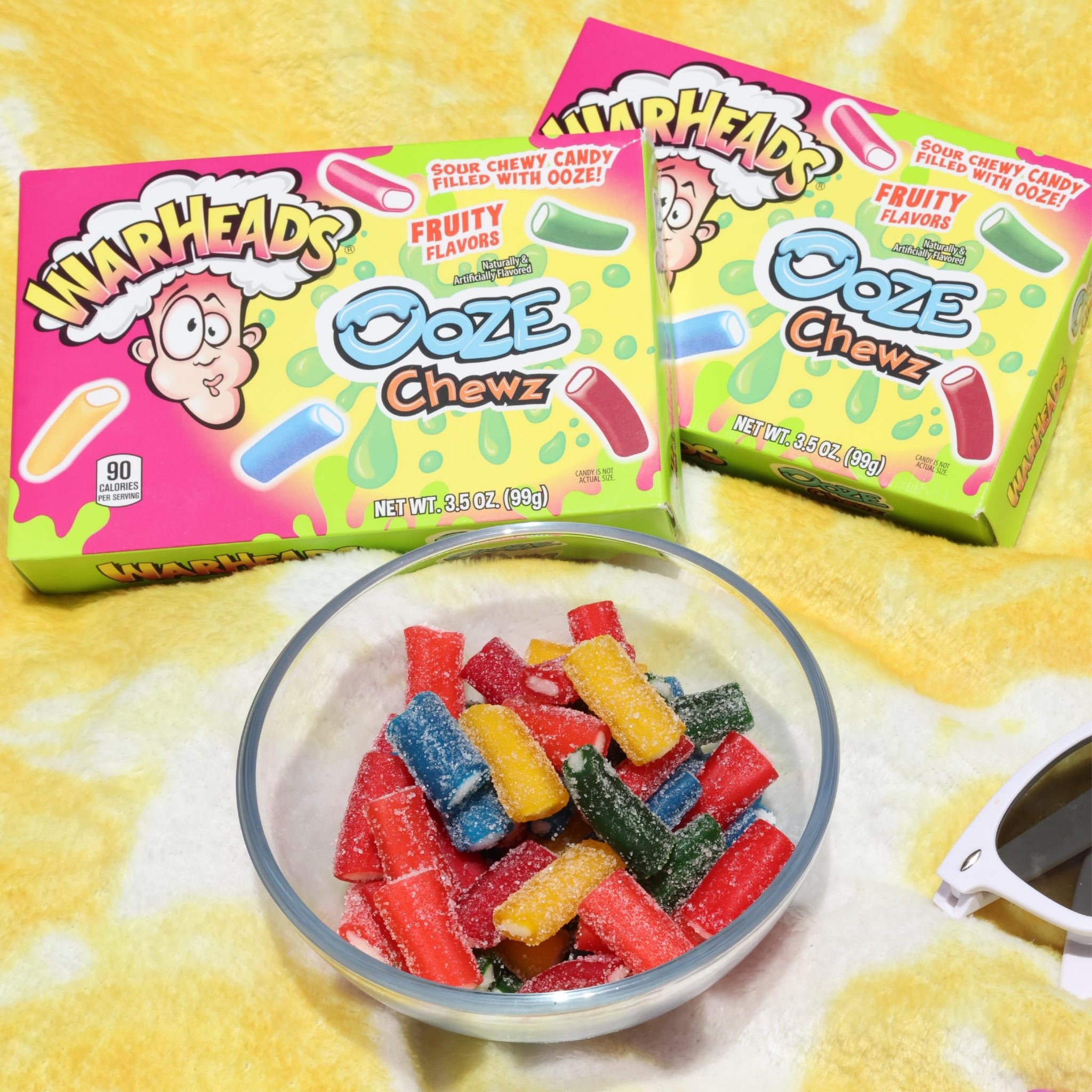 WARHEADS Ooze Chewz - Chewy Bite-Size Candy with Sour Filling - Mango, Strawberry, Green Apple, Black Cherry, Watermelon & Blue Raspberry Flavors