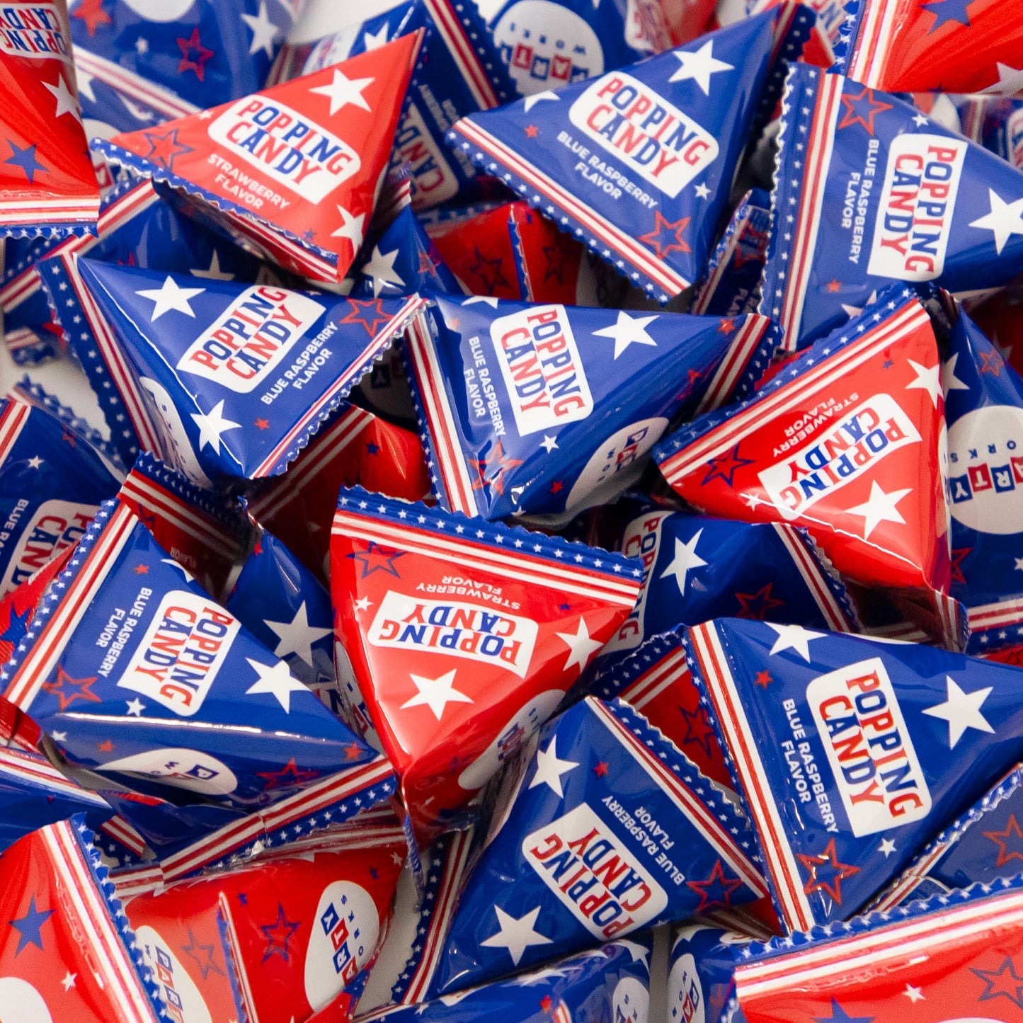 Patriotic Candy - 40 Count Pack - Popping Rocks Pouches - 4th of July Candy - Strawberry and Blue Raspberry Flavors - Individually Wrapped Party