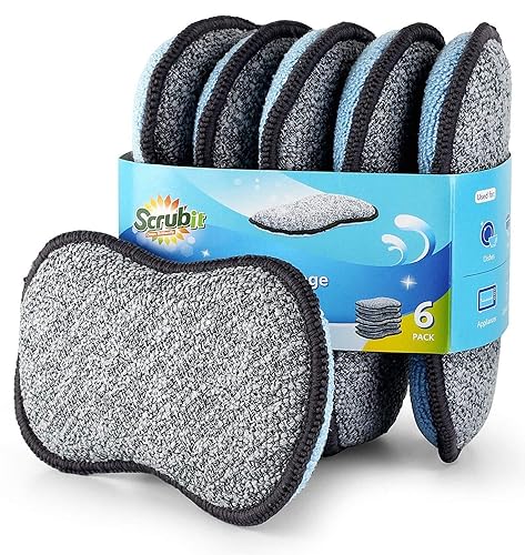 Multi-Purpose Sponges Kitchen by Scrub-it - Non-Scratch Microfiber sponges for Cleaning, Along with Heavy Duty Scrubbing Power - Reusable Dish Sponge