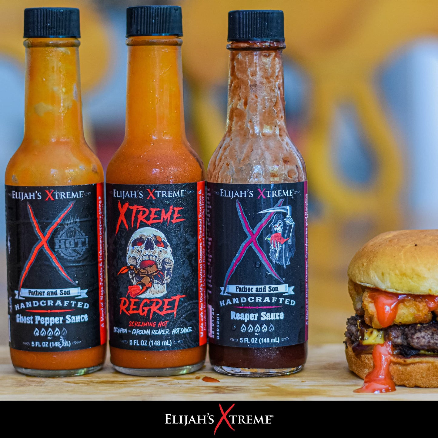 Elijah's Xtreme Trio Hottest Hot Sauce Variety Pack Includes Xtreme Regret Carolina Reaper Hot Sauce, Ghost Pepper Sauce & Sweet Reaper Hot Sauces