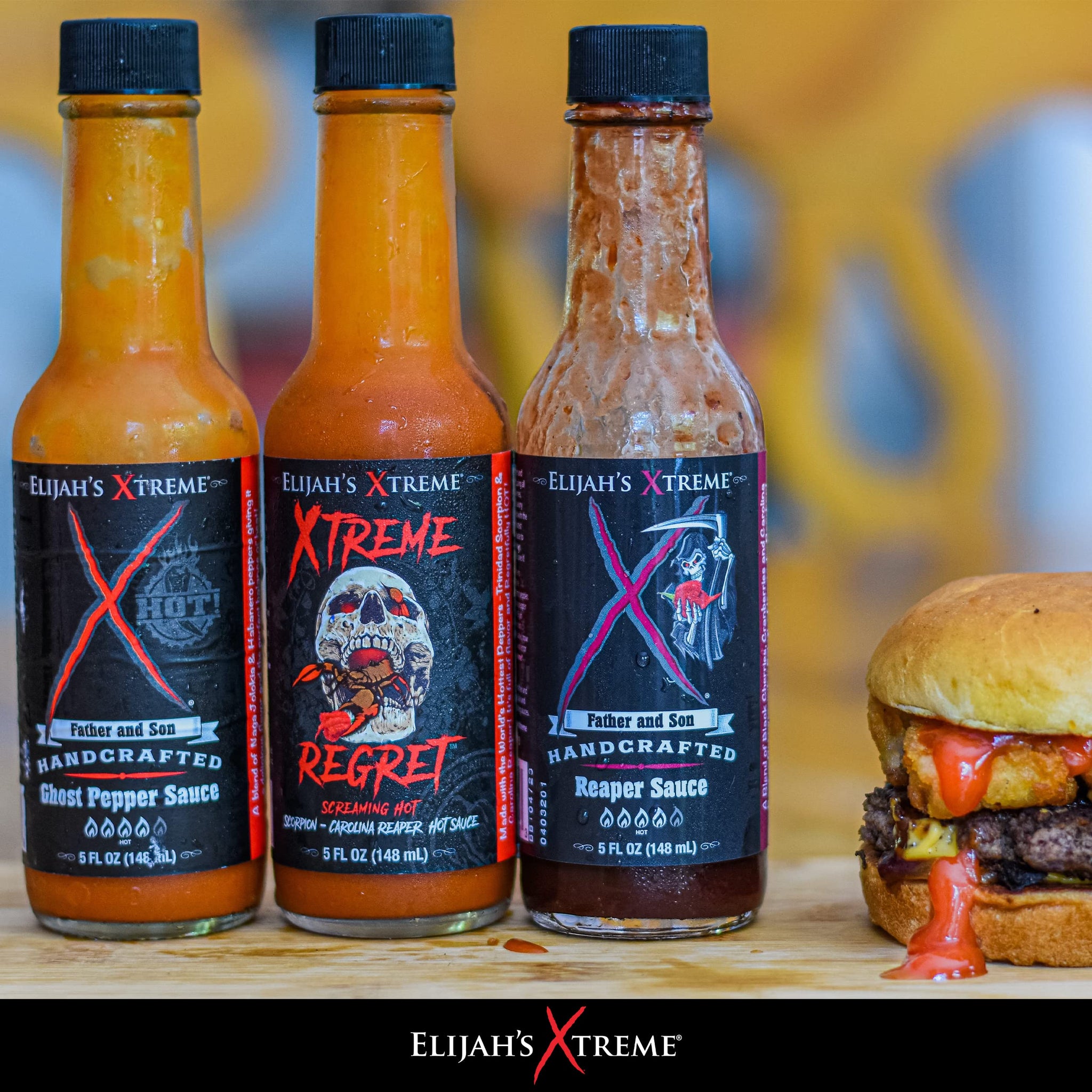 Elijah's Xtreme Trio Hottest Hot Sauce Variety Pack Includes Xtreme Regret Carolina Reaper Hot Sauce, Ghost Pepper Sauce & Sweet Reaper Hot Sauces