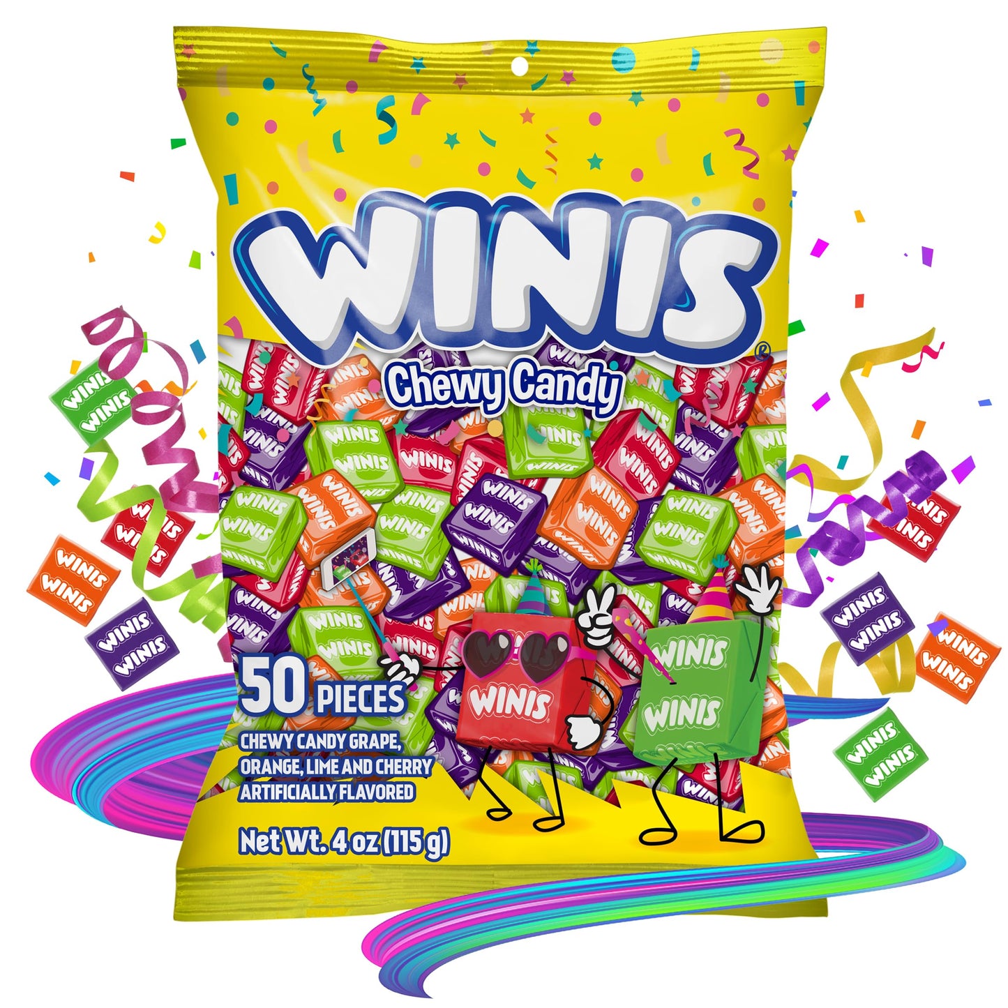 Winis Original Variety Bag Chewy Candy - Taffy Candies 50 individually wrapped pieces - Size 4 Oz | Gifts, Holiday, Parties, Concessions, Pantry