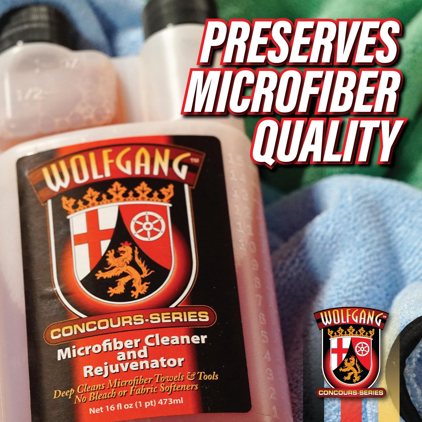 WOLFGANG CONCOURS SERIES Microfiber Cleaner & Rejuvenator | Concentrated Laundry Detergent for HE Washing Machines | Clean-Rinsing Formula