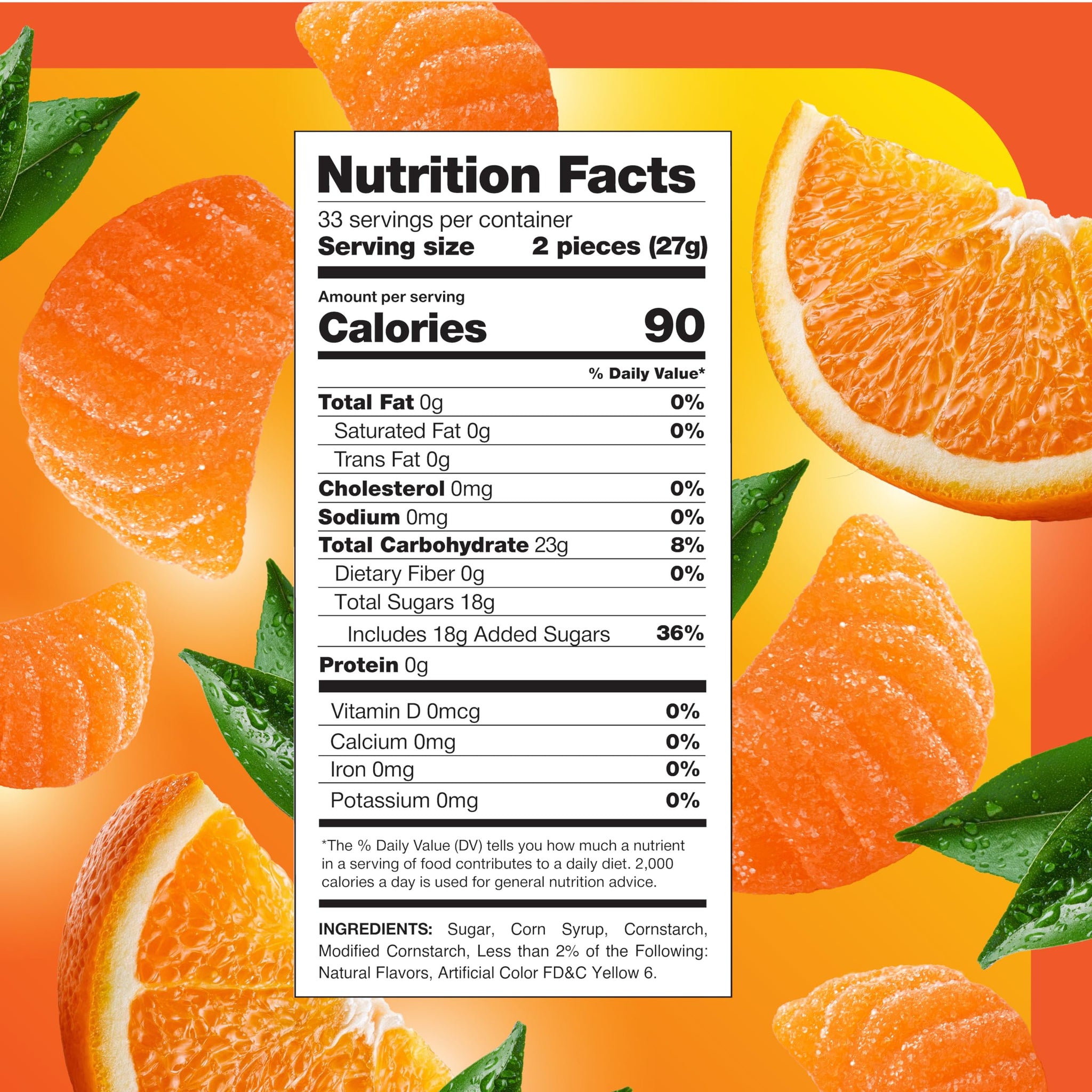 Orange Slices - 2 Pound Pack (65 Count) - Jelly Candy - Naturally Flavored Fruit Slices - Gelatin Free Chewy Candies for Buffets, Snacking and Gifting