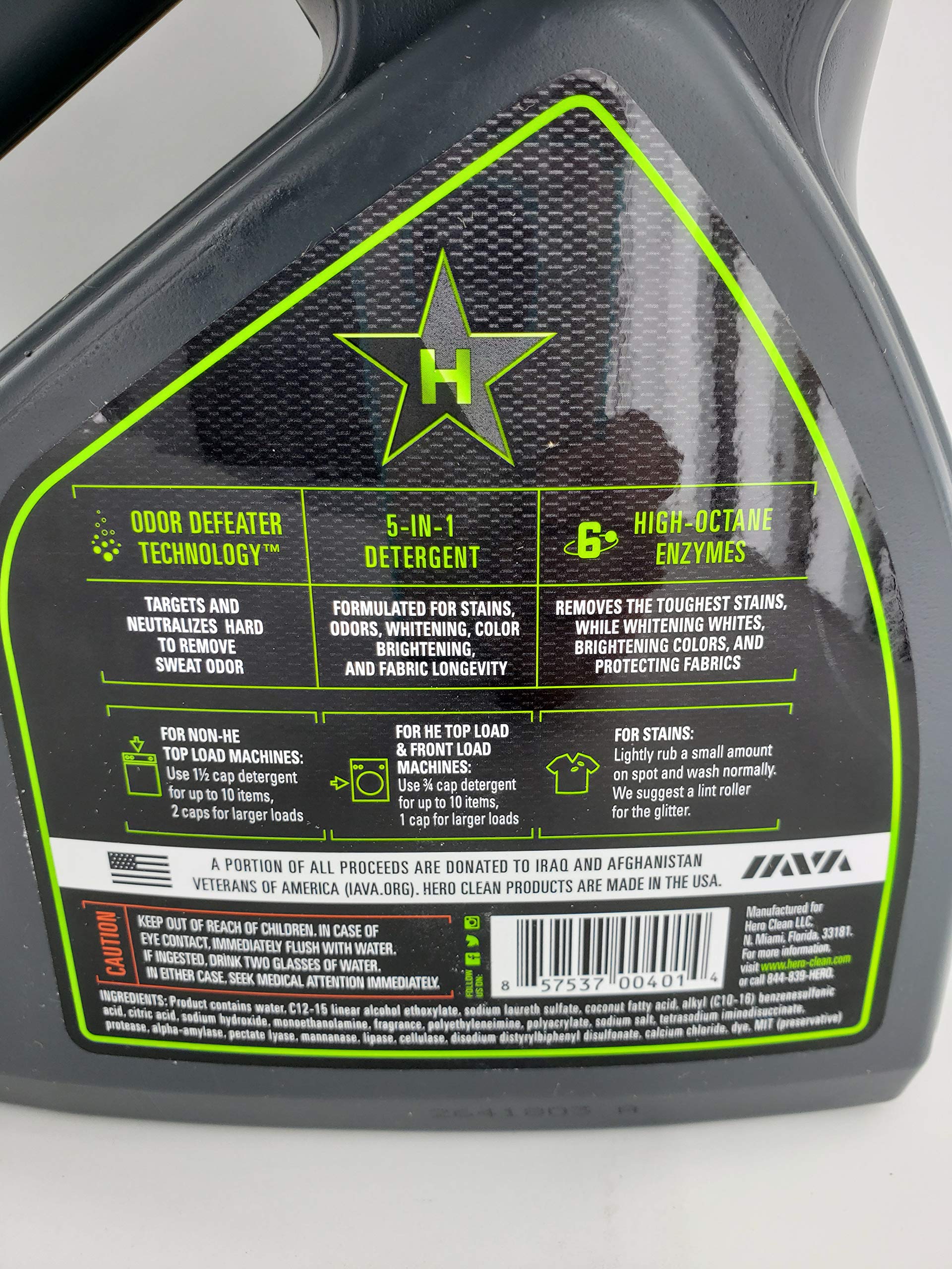 Hero Clean Liquid Laundry Detergent - 5 in 1 Sport + Everyday with World-Class Odor Control, Advanced 7 Enzyme System for Stains. Juniper Scent (50