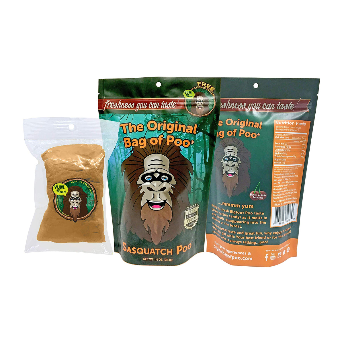 The Original Bag of Poo®, Novelty Poop Cotton Candy Gag Gift (Mythical Variety Pack) Assorted flavors. Free stickers inside.